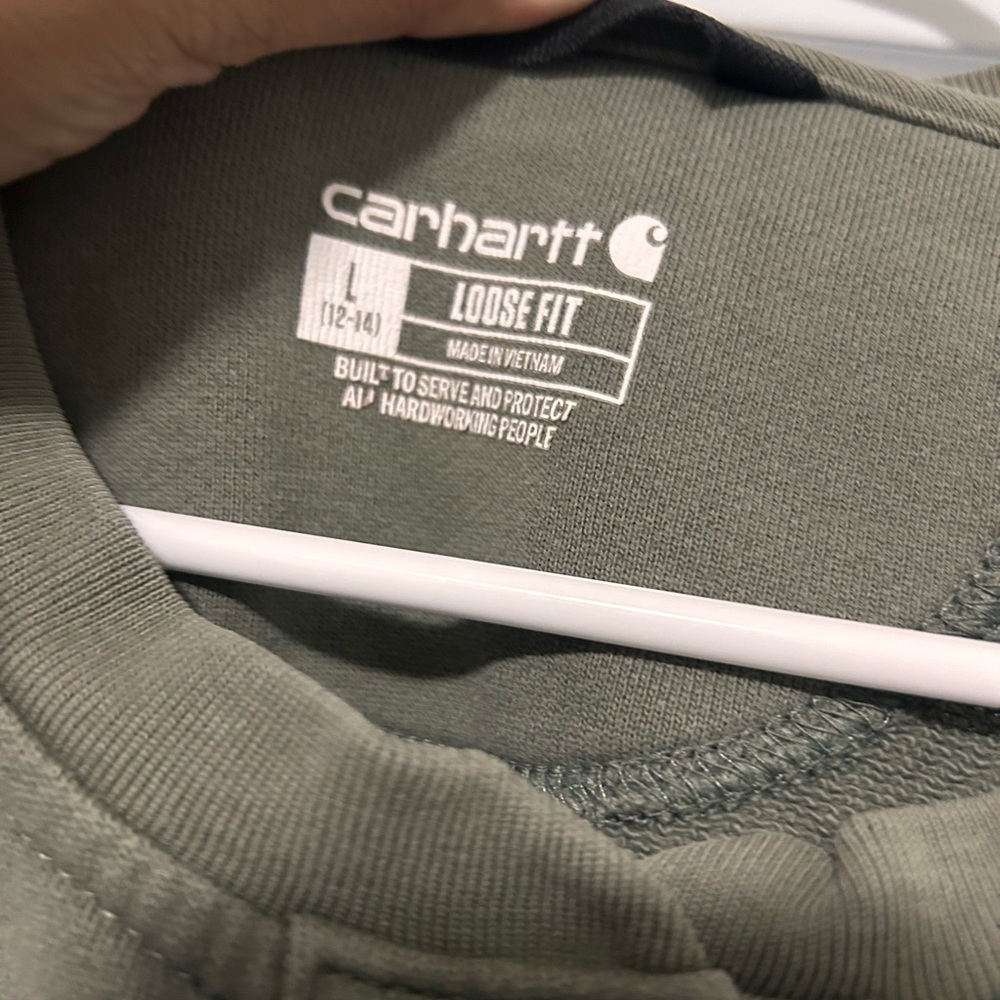 Carhartt Women's Button-Up Olive Crew Neck Sweater - Picture 2 of 3